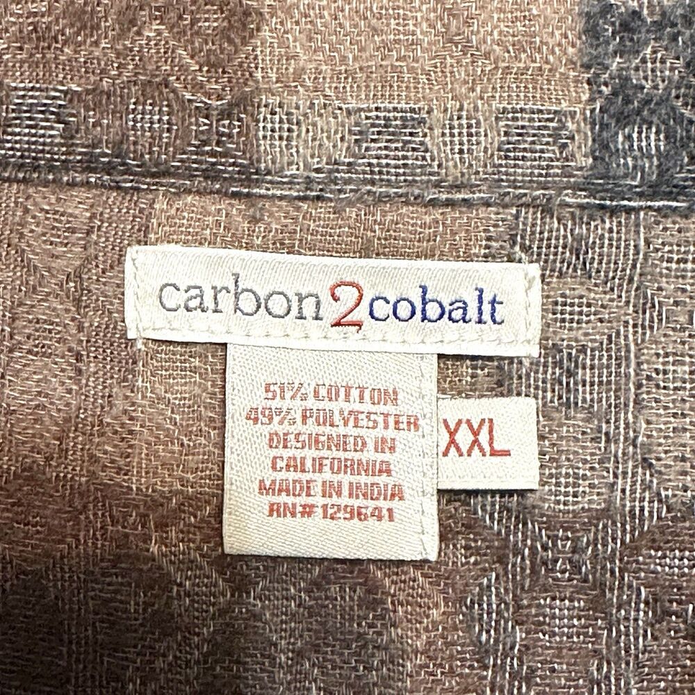 Carbon 2 Cobalt Shirt Mens Size XXL Button Up Plaid Check Textured Long Sleeve - Picture 4 of 9